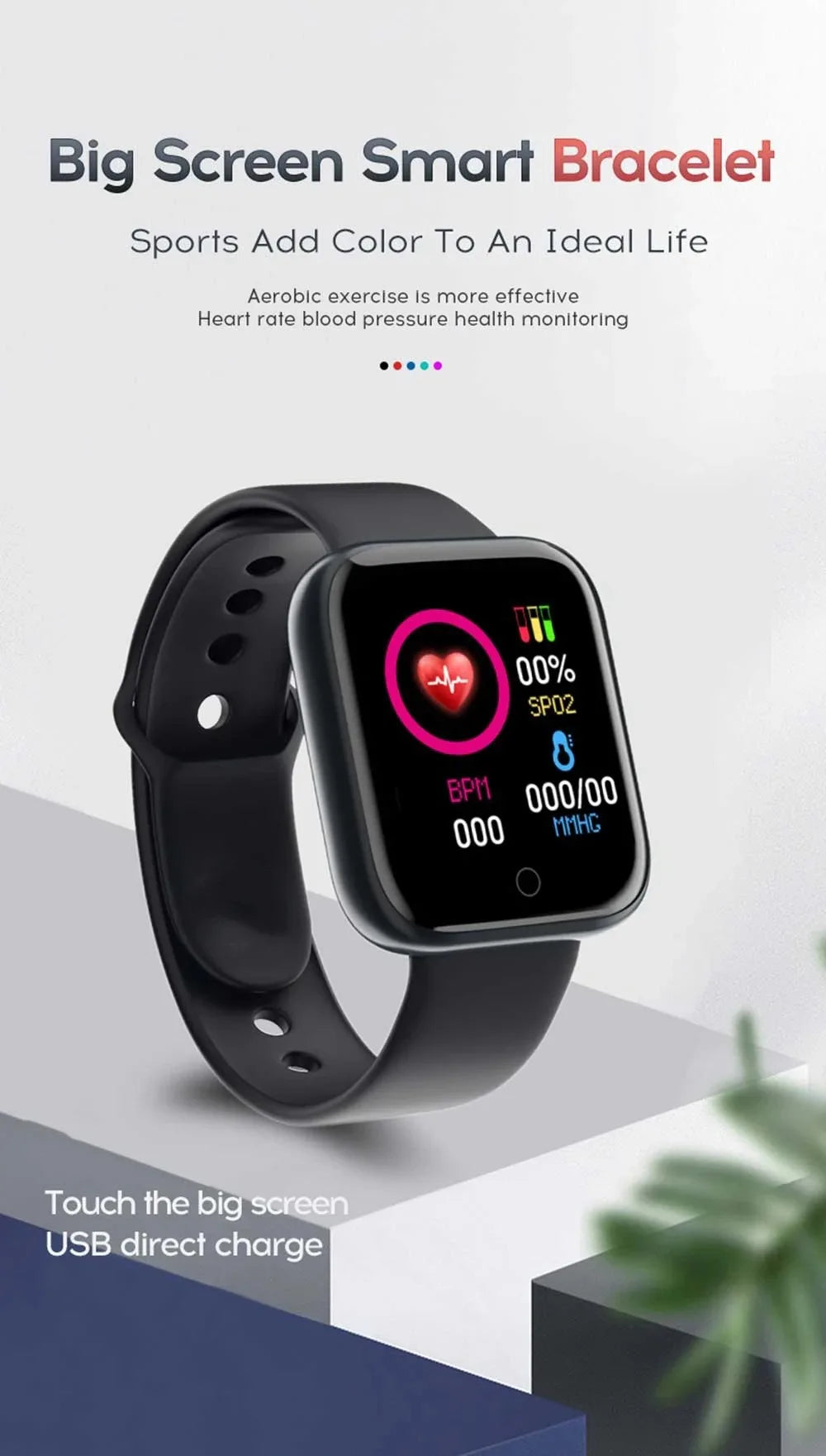 Sports Smartwatch Women Bracelet Men Smart Watch connected Music Control Player Fitness Step Sleep Monitor Y68 D20 Alarm Clock